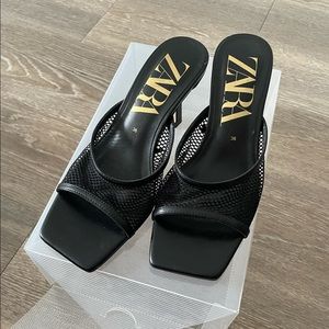 Zara mesh net kitten heels black US 7